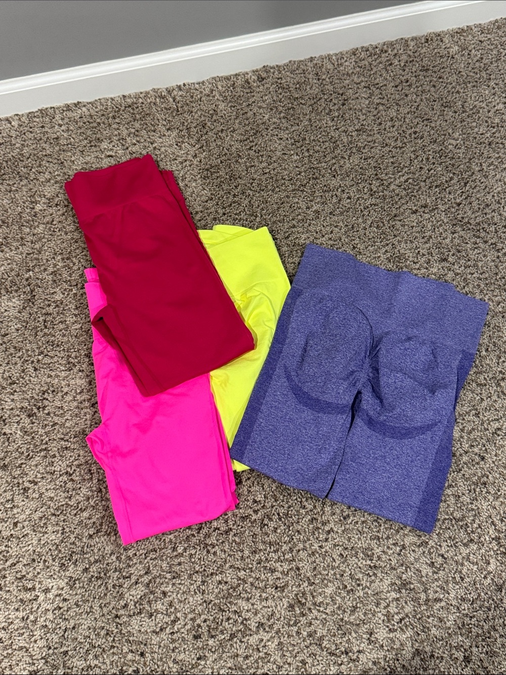 Women’s High-Waist Leggings - Hot Pink,Neon Yellow, Dark pink and Purple Options